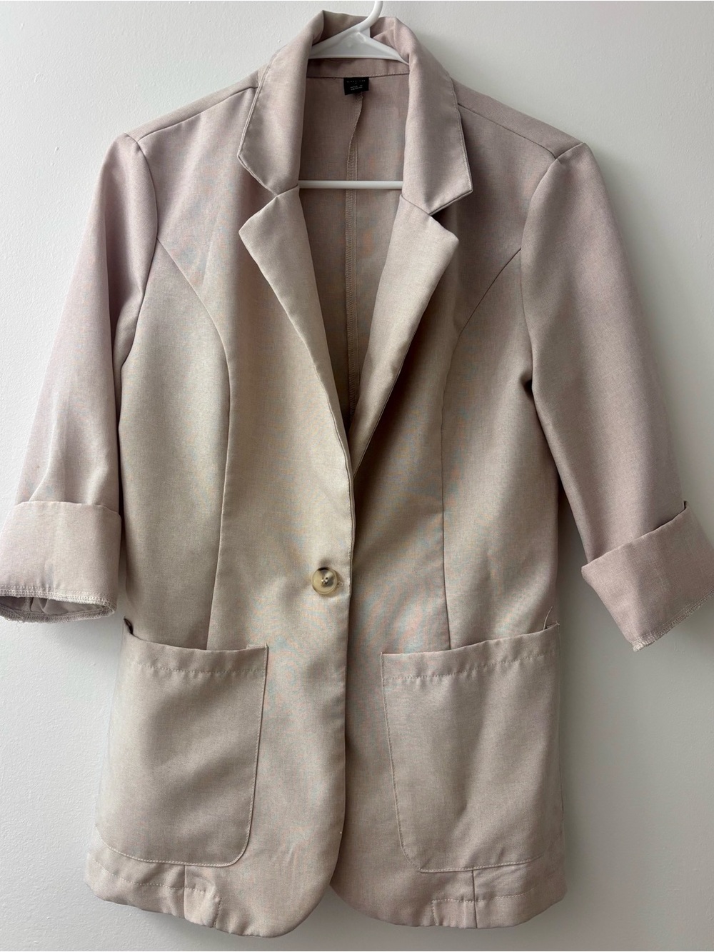 Tailored Blush Cream Single-Button Blazer